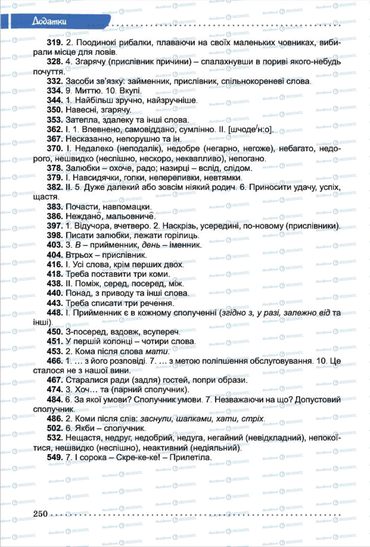 Підручники Українська мова 7 клас сторінка 250