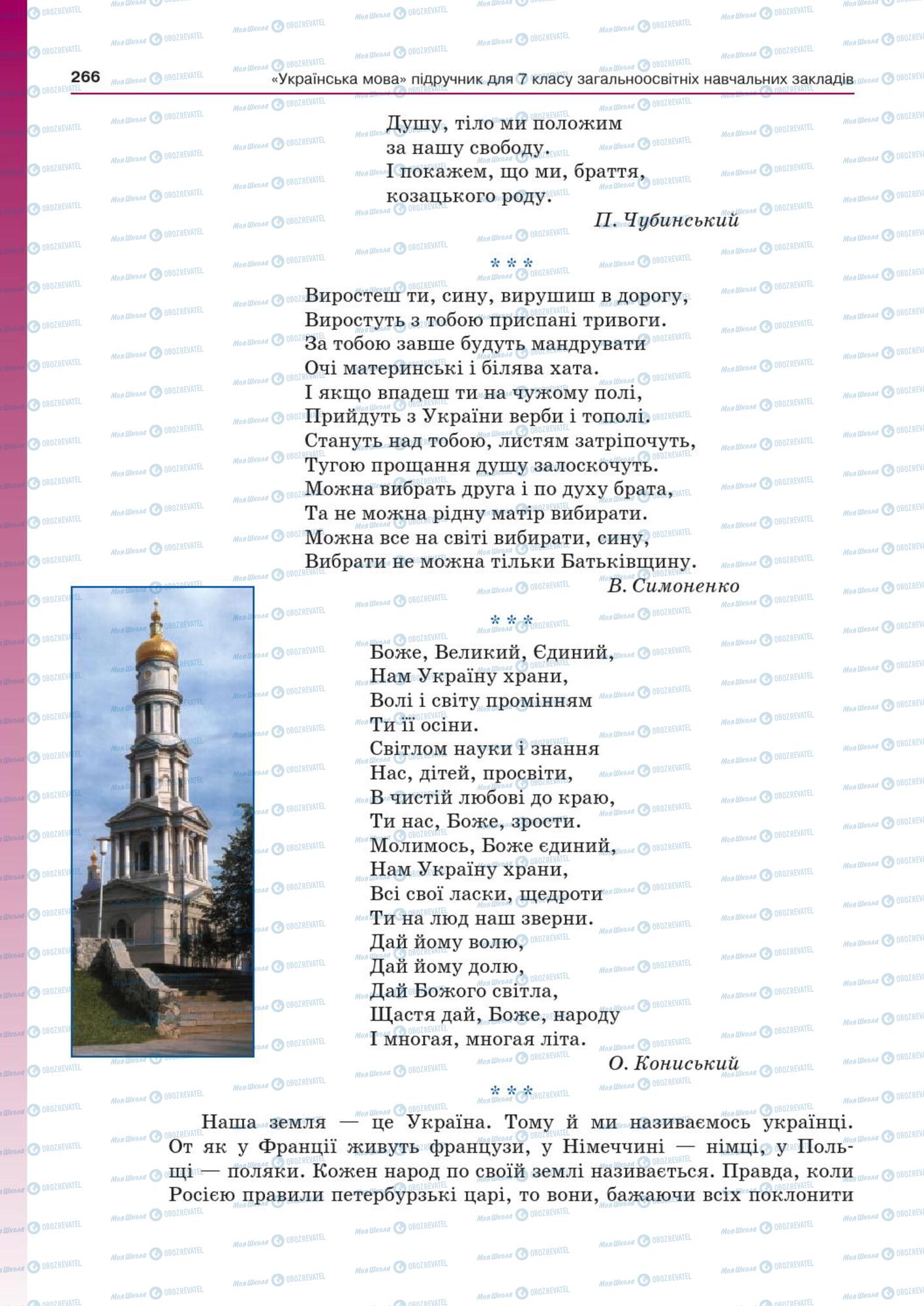 Підручники Українська мова 7 клас сторінка  266