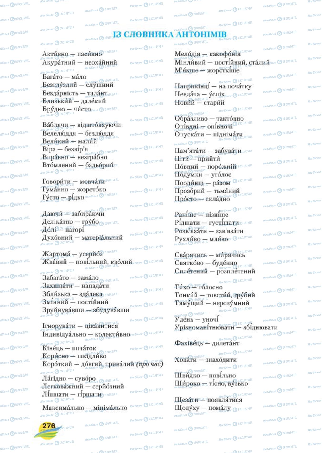 Учебники Укр мова 7 класс страница  276