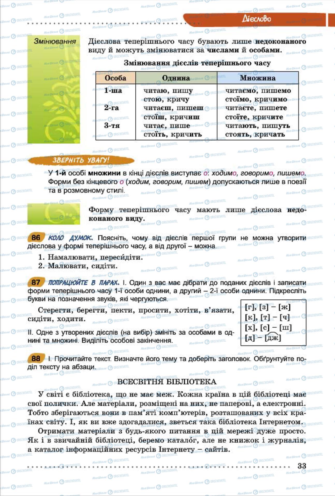 Підручники Українська мова 7 клас сторінка 33