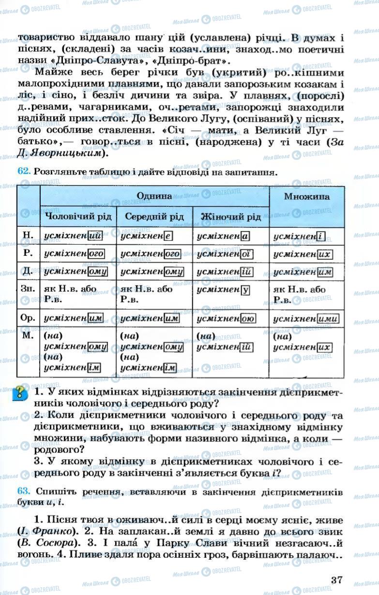 Учебники Укр мова 7 класс страница 37