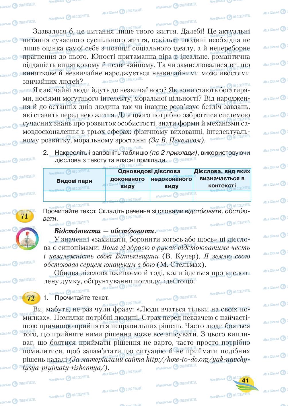 Підручники Українська мова 7 клас сторінка 41