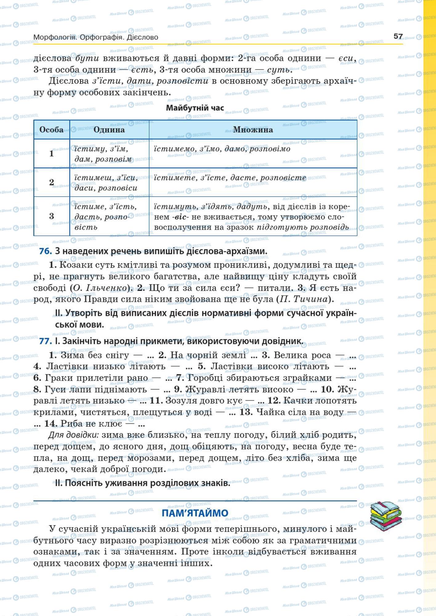 Підручники Українська мова 7 клас сторінка  57