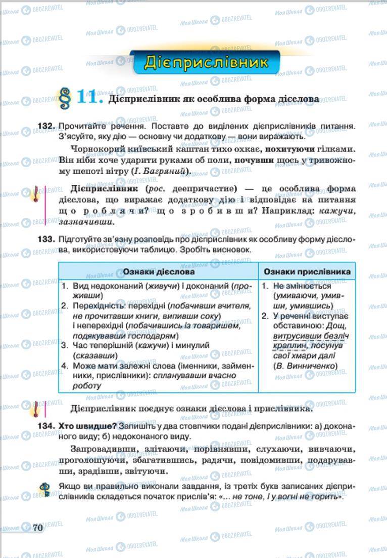 Підручники Українська мова 7 клас сторінка 70
