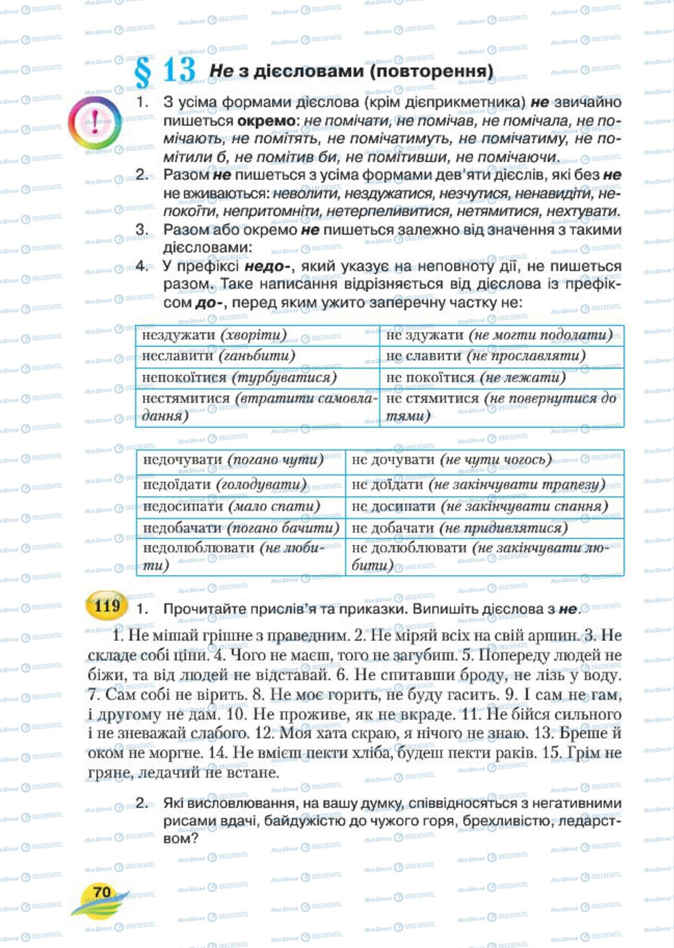 Учебники Укр мова 7 класс страница 70