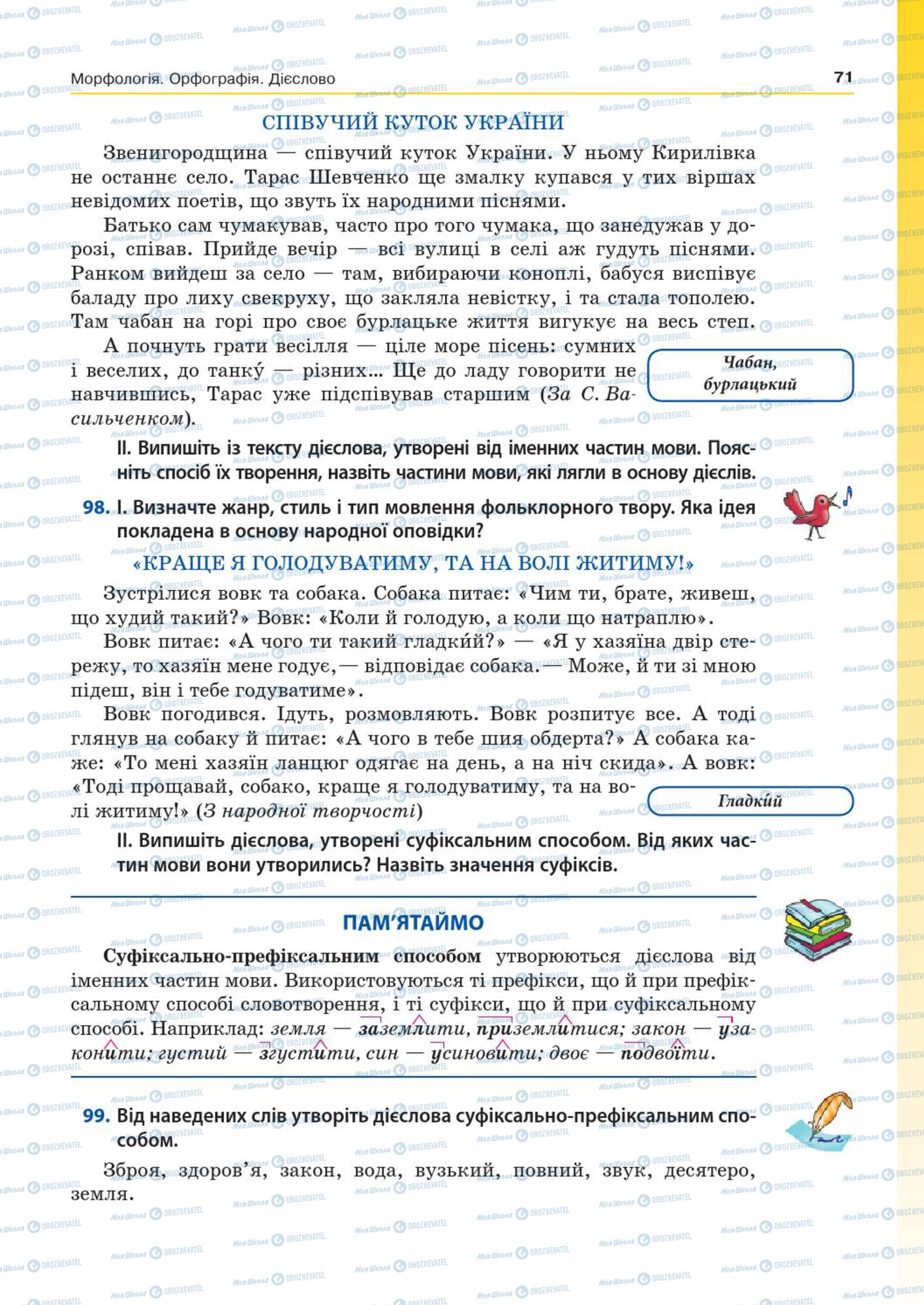 Підручники Українська мова 7 клас сторінка  71