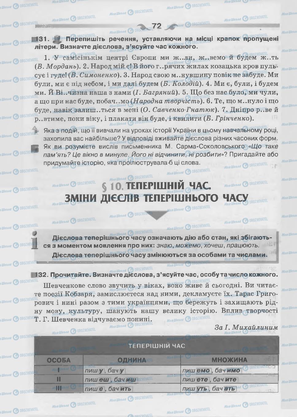 Підручники Українська мова 7 клас сторінка 72