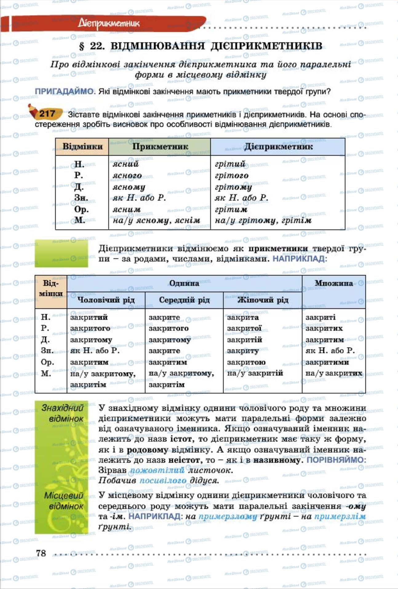Учебники Укр мова 7 класс страница 78