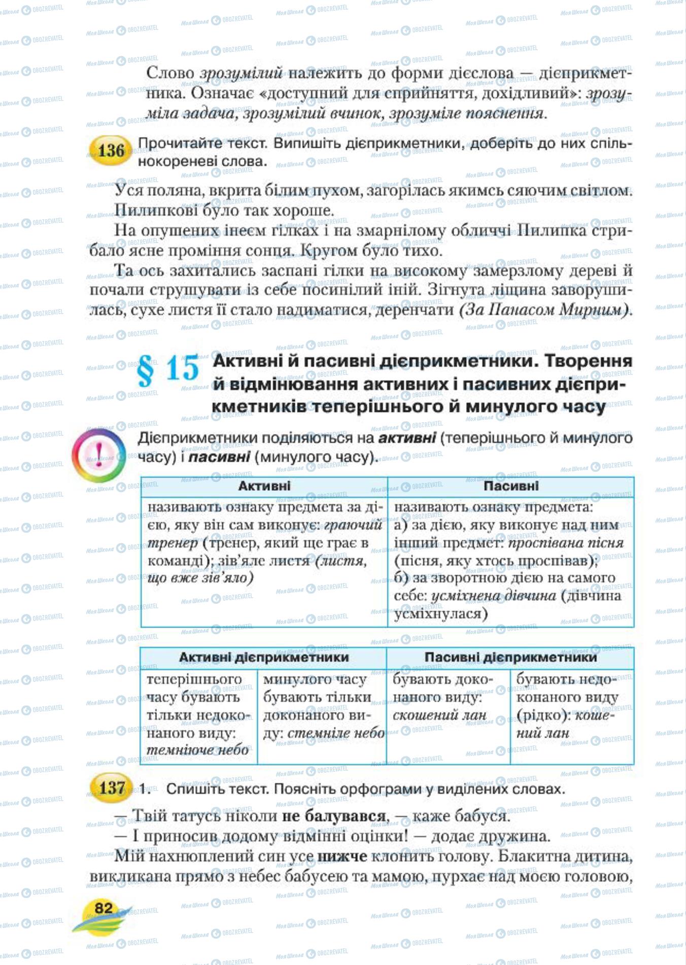 Учебники Укр мова 7 класс страница 82