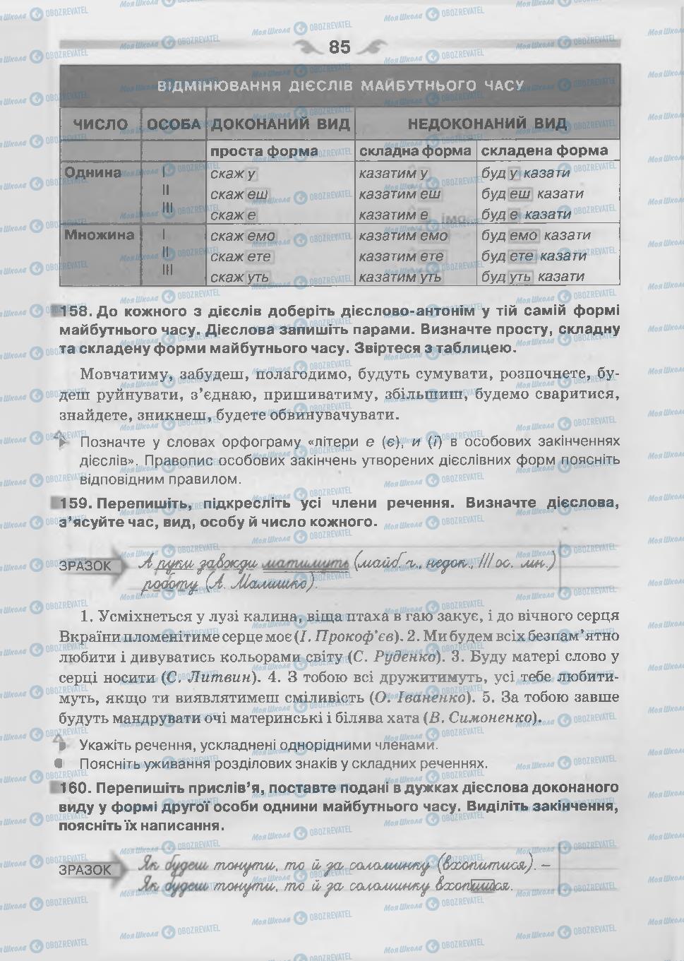 Підручники Українська мова 7 клас сторінка 85