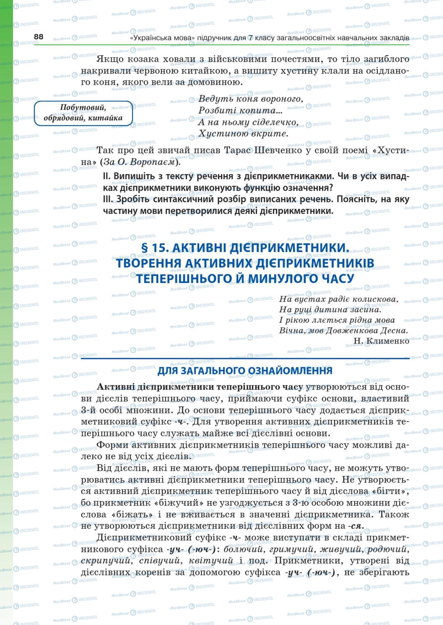 Підручники Українська мова 7 клас сторінка  88