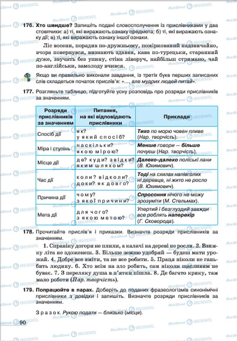 Учебники Укр мова 7 класс страница  90