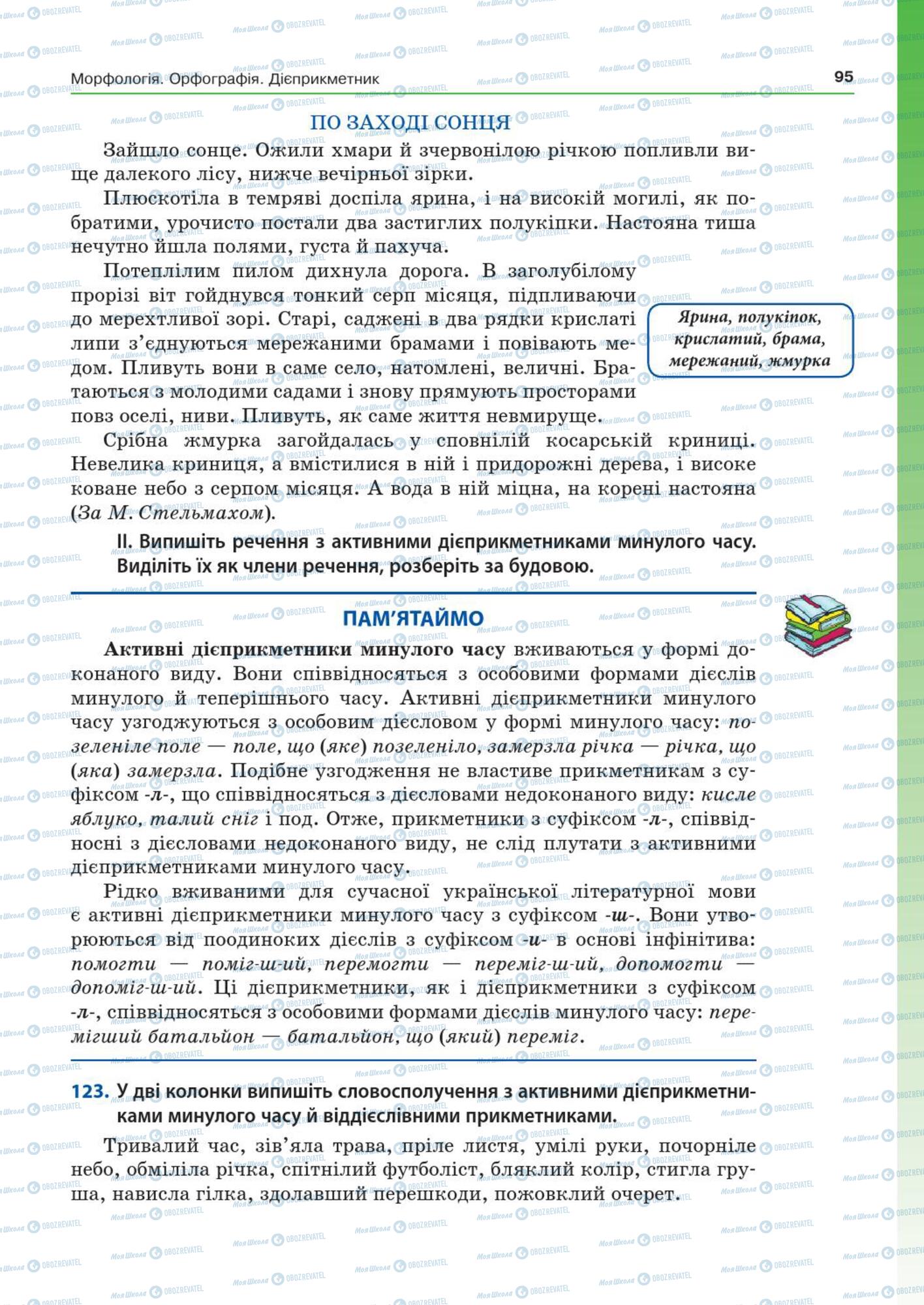 Учебники Укр мова 7 класс страница  95