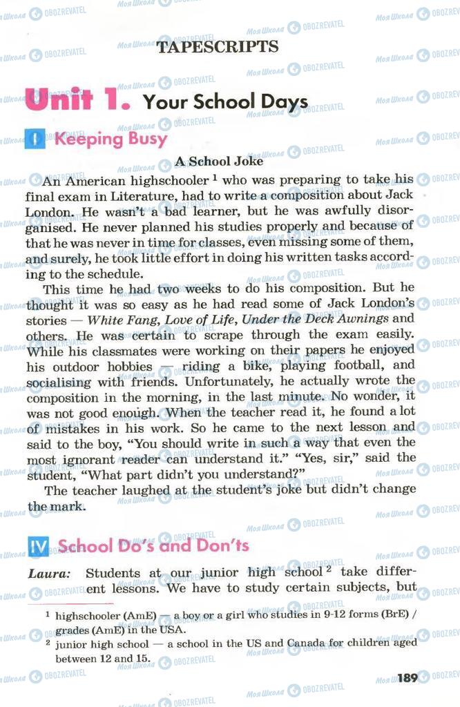 Підручники Англійська мова 8 клас сторінка 189
