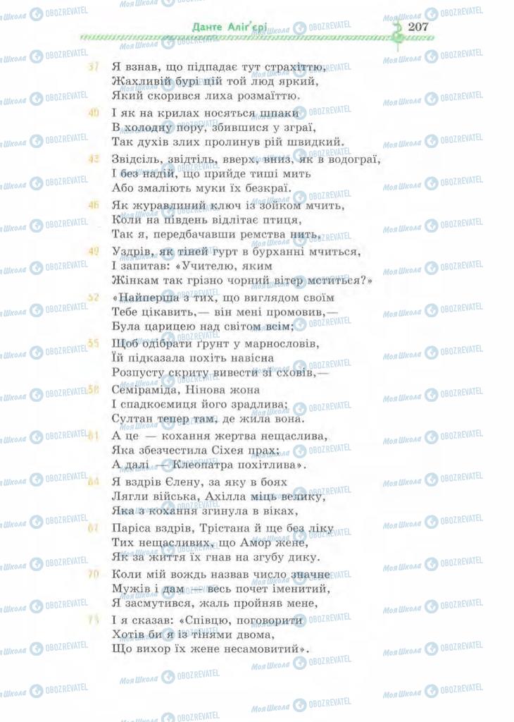 Підручники Зарубіжна література 8 клас сторінка 207