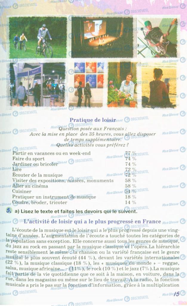 Підручники Французька мова 10 клас сторінка 15