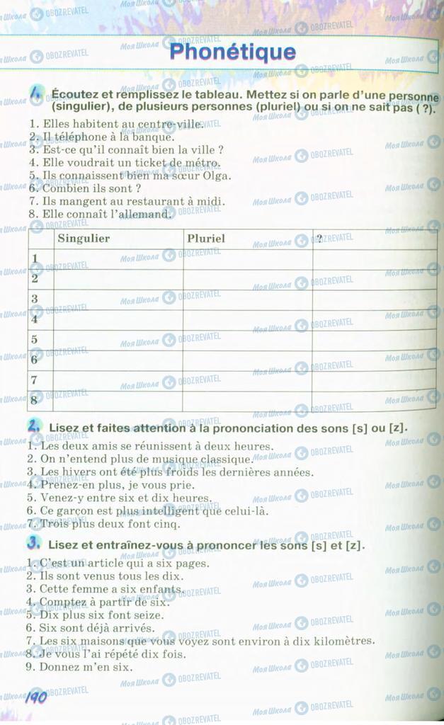 Підручники Французька мова 10 клас сторінка 190