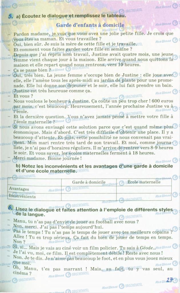 Підручники Французька мова 10 клас сторінка 27
