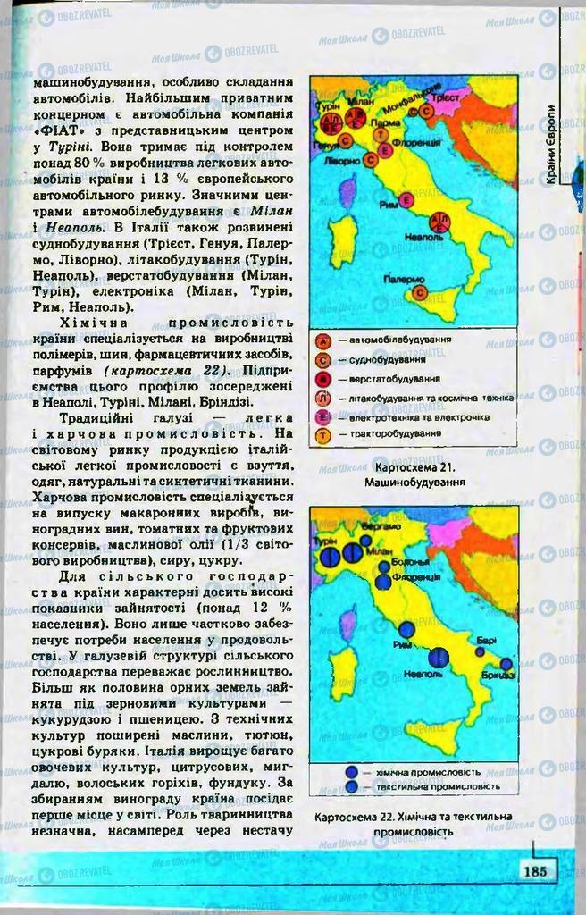 Підручники Географія 10 клас сторінка 185