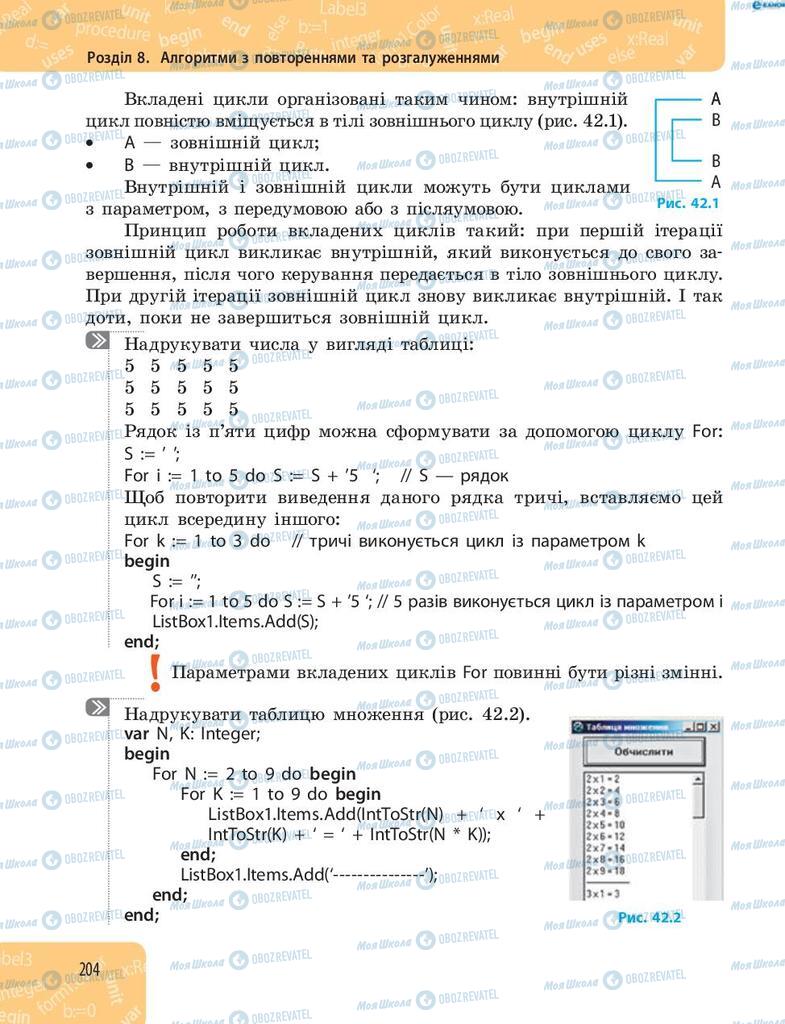 Учебники Информатика 8 класс страница 204