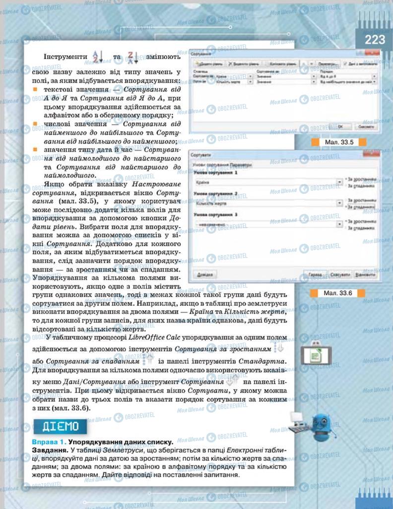 Підручники Інформатика 8 клас сторінка  223
