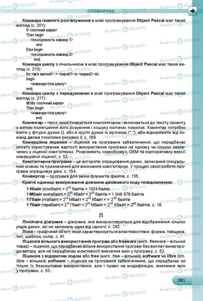 Підручники Інформатика 8 клас сторінка 281