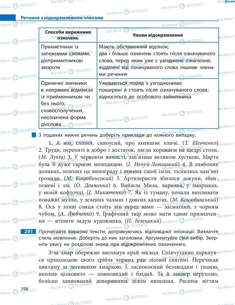 Учебники Укр мова 8 класс страница 198