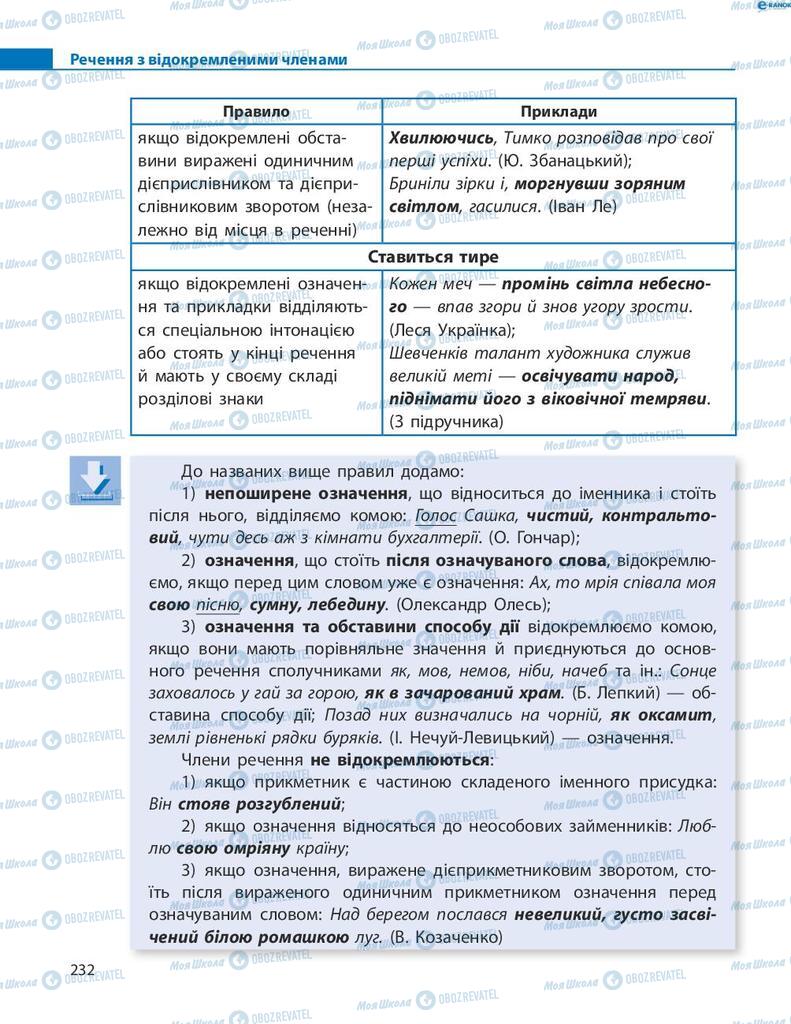 Підручники Українська мова 8 клас сторінка 232