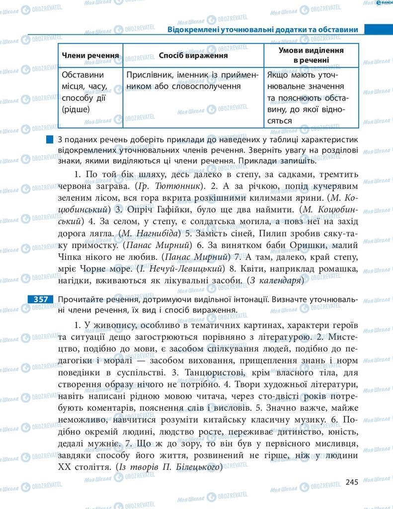 Підручники Українська мова 8 клас сторінка 245