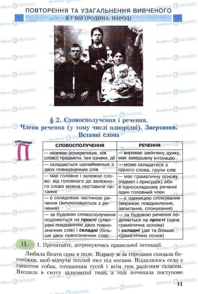 Підручники Українська мова 8 клас сторінка 11