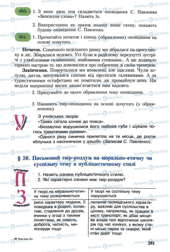 Підручники Українська мова 8 клас сторінка  281