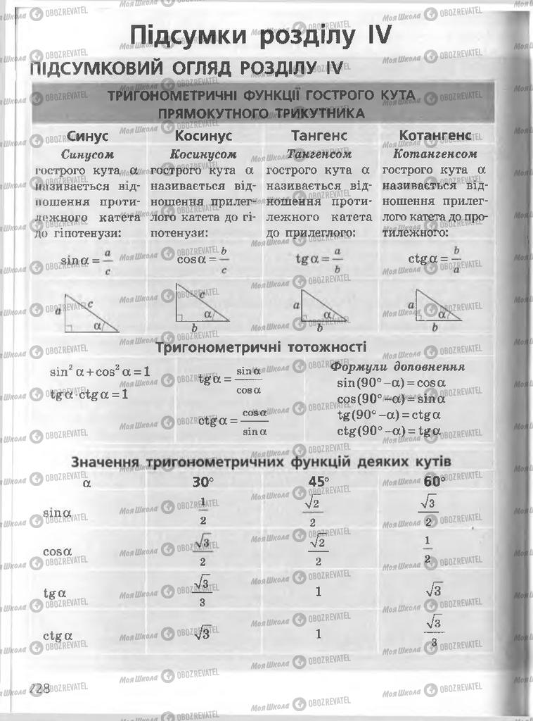 Підручники Геометрія 8 клас сторінка 228