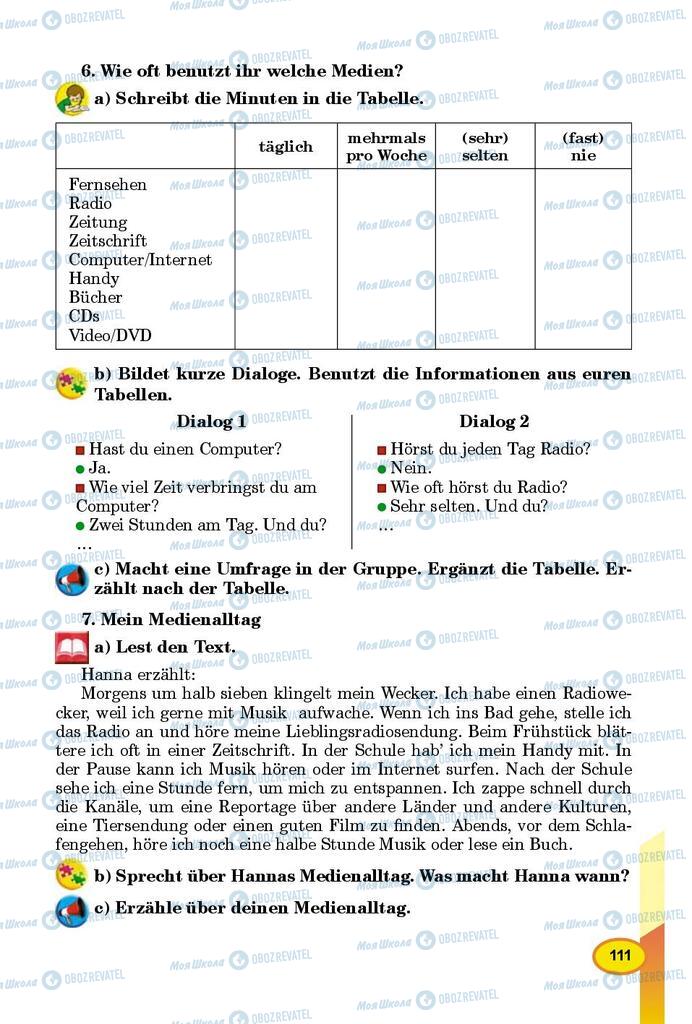 Підручники Німецька мова 8 клас сторінка 111