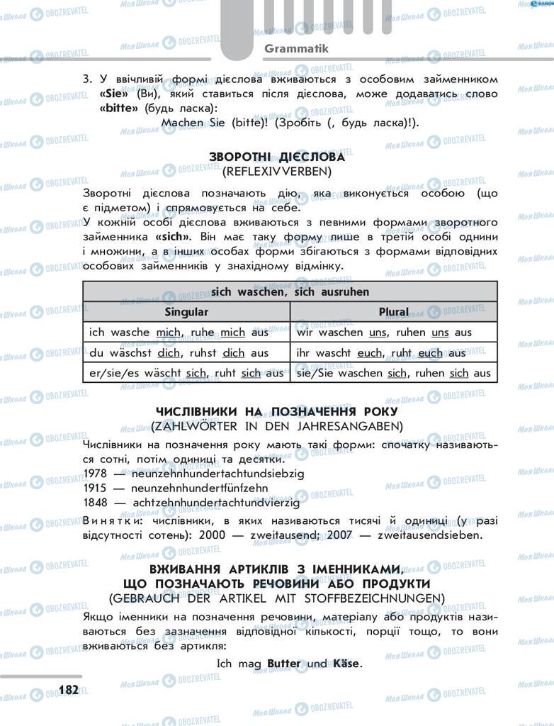 Підручники Німецька мова 8 клас сторінка 182