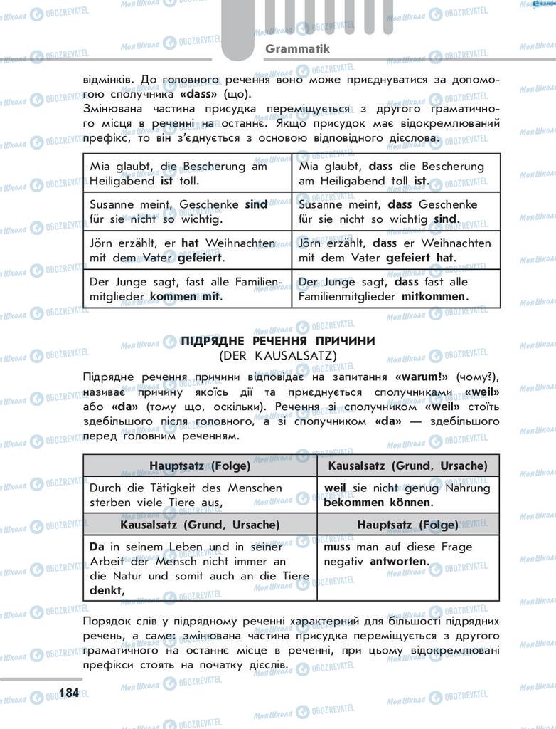 Підручники Німецька мова 8 клас сторінка 184