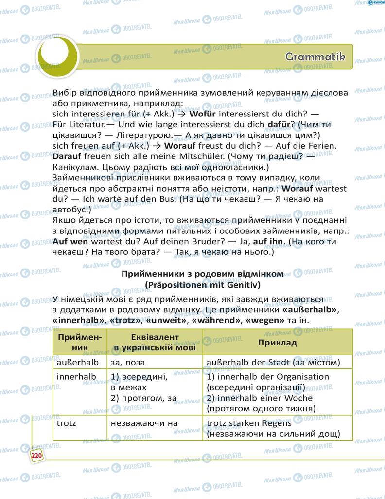 Підручники Німецька мова 8 клас сторінка 220