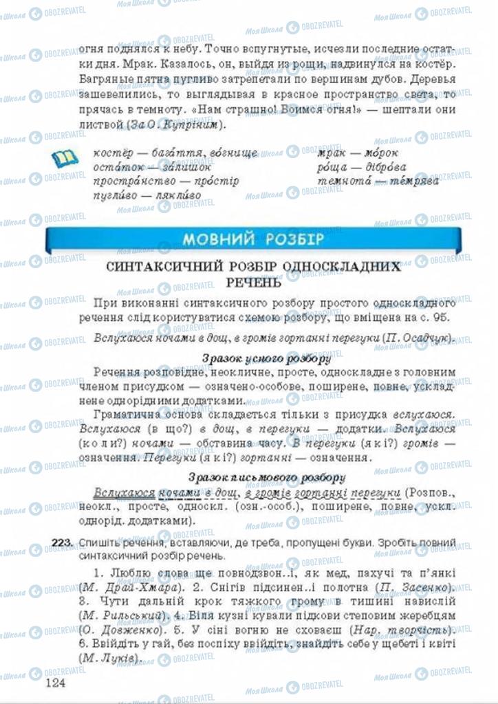 Підручники Українська мова 8 клас сторінка 124