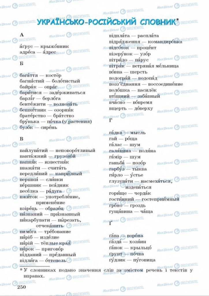 Підручники Українська мова 8 клас сторінка  250