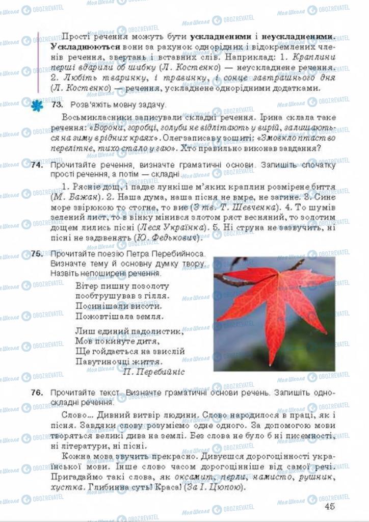 Підручники Українська мова 8 клас сторінка 45