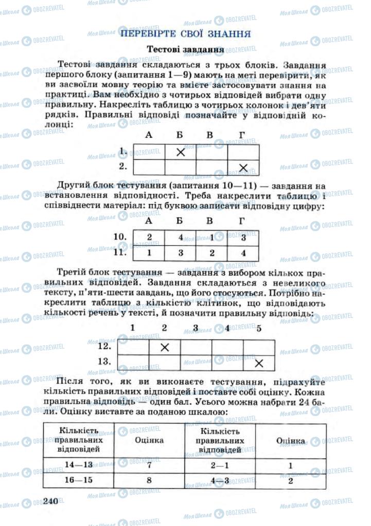 Підручники Українська мова 8 клас сторінка 240