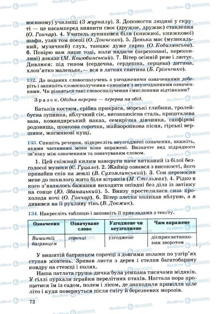 Підручники Українська мова 8 клас сторінка 72