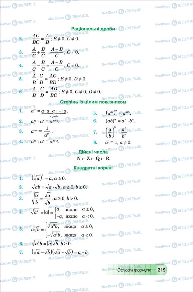 Підручники Алгебра 8 клас сторінка  219