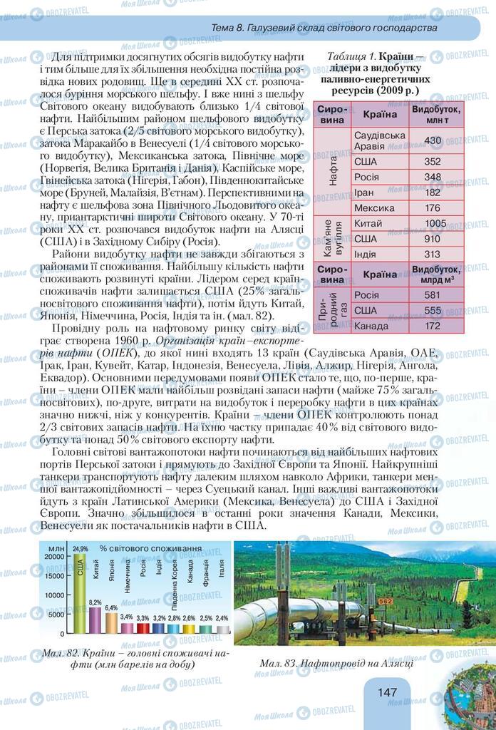 Підручники Географія 10 клас сторінка 147