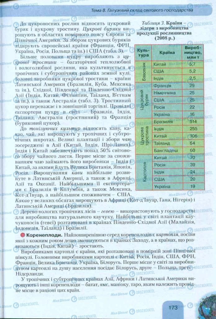 Підручники Географія 10 клас сторінка 173