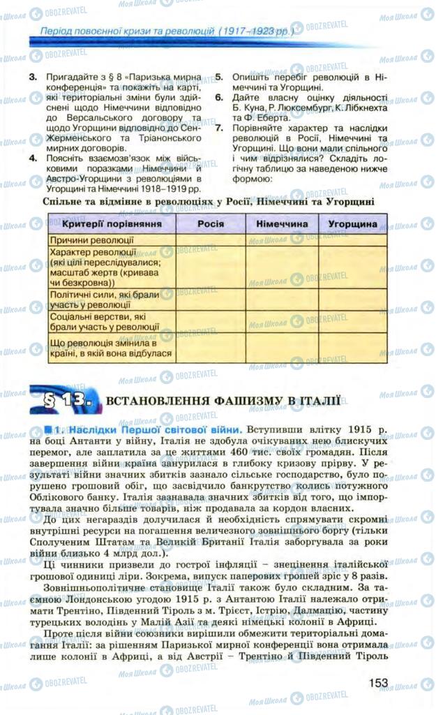 Підручники Всесвітня історія 10 клас сторінка 153