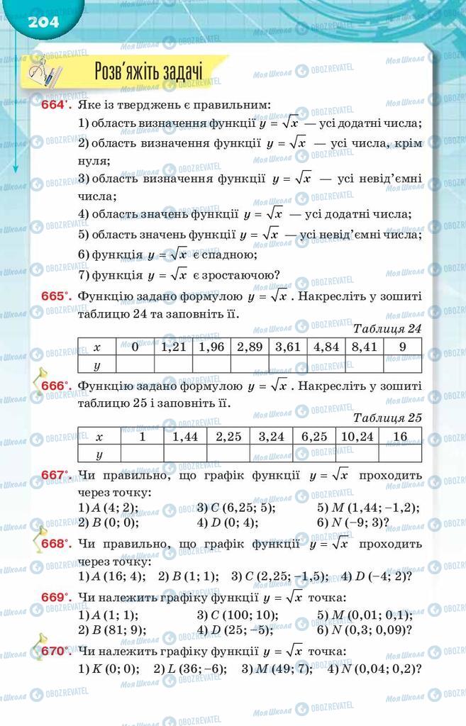 Підручники Алгебра 8 клас сторінка  204