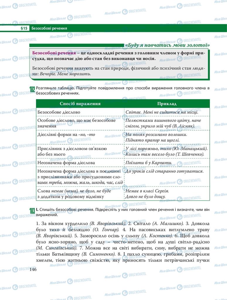 Підручники Українська мова 8 клас сторінка  146