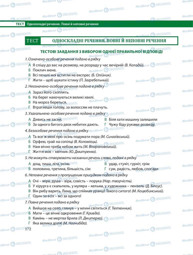 Учебники Укр мова 8 класс страница 172