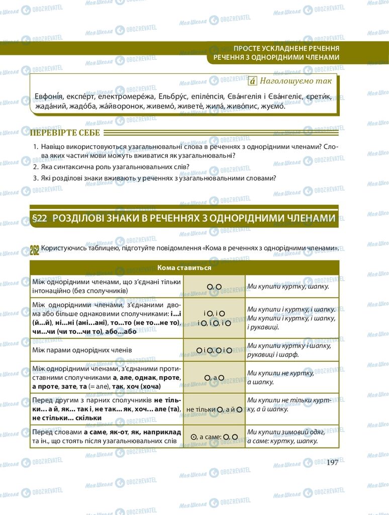 Учебники Укр мова 8 класс страница  197