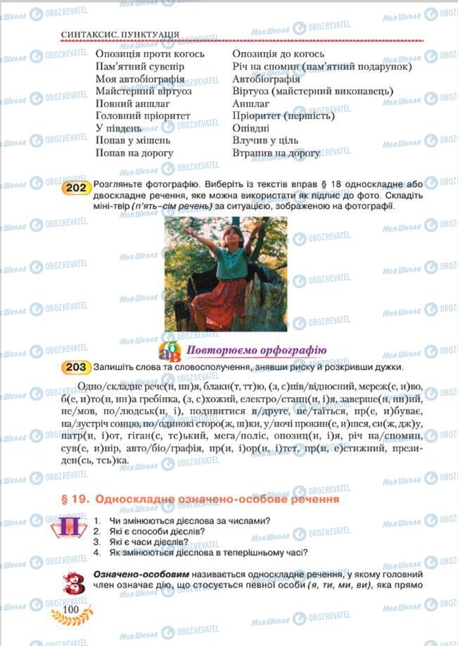 Підручники Українська мова 8 клас сторінка 100